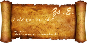 Zséger Enikő névjegykártya